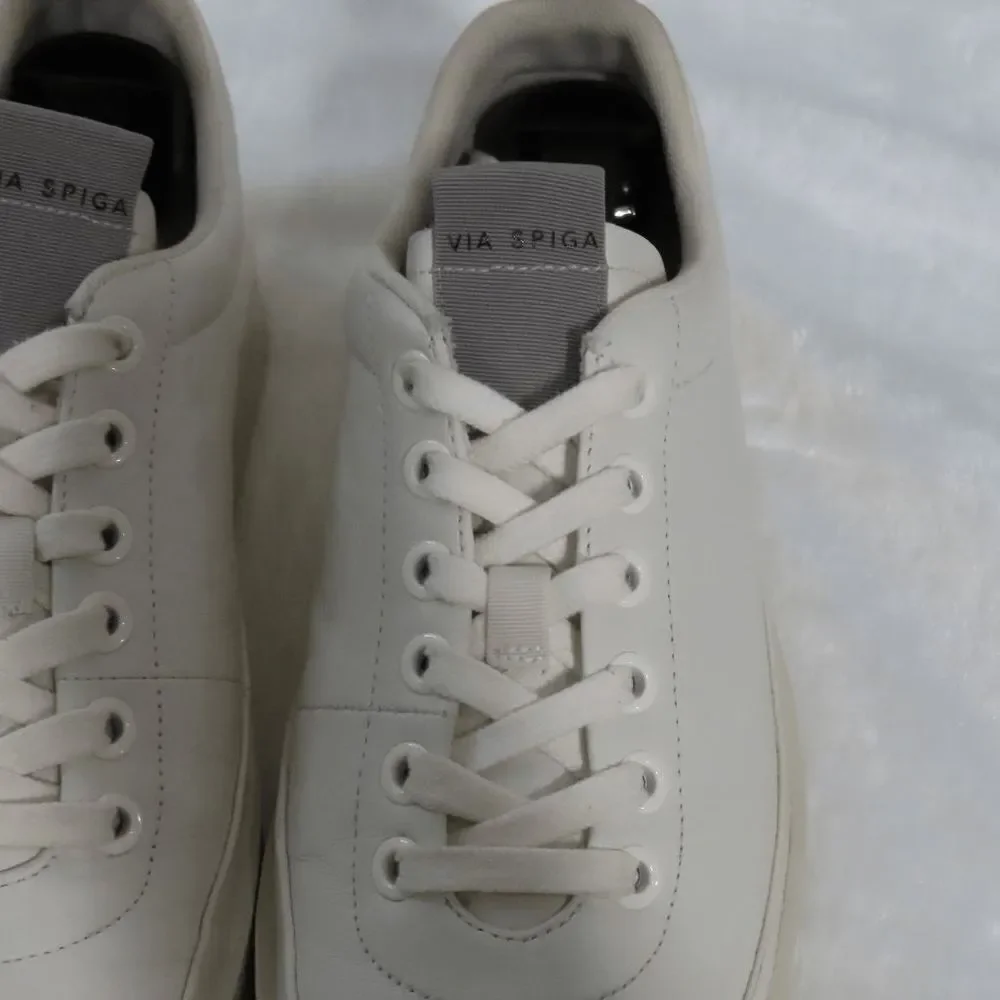 Via Spiga Women's Mae Platform Sneakers Milk White Leather Size 8 M